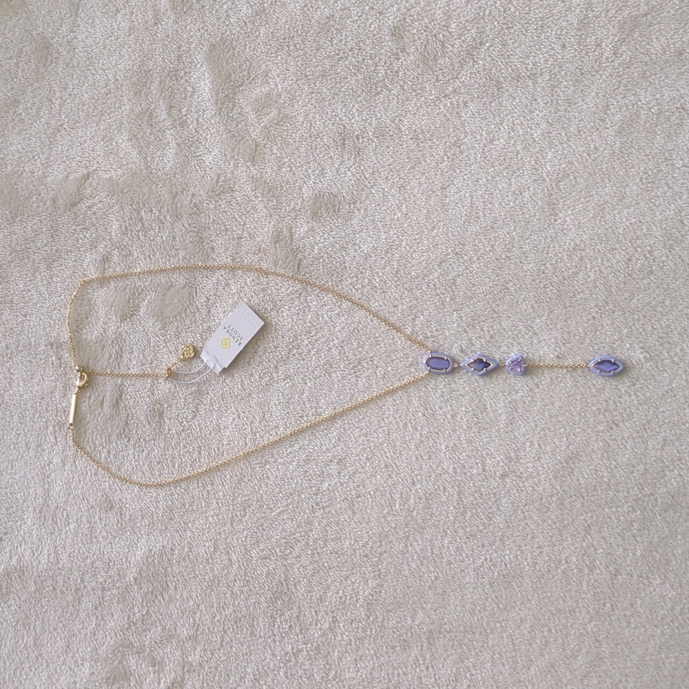 Kendra Scott Greta Gold Y Necklace Lavender Mix New Purple Nwt - Picture 6 of 12